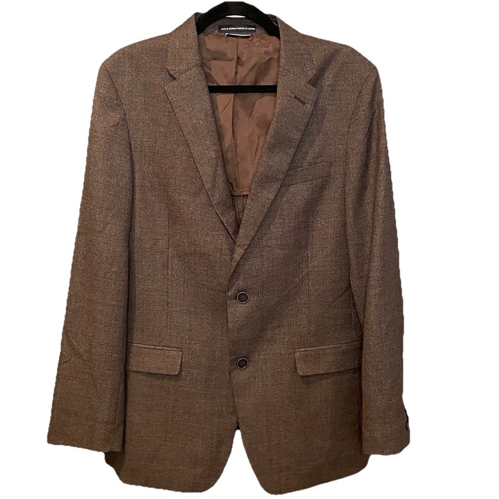 Men's Tommy Hilfiger Brown Sport Coat Blazer Size 40L Classic Two-Button Jacket